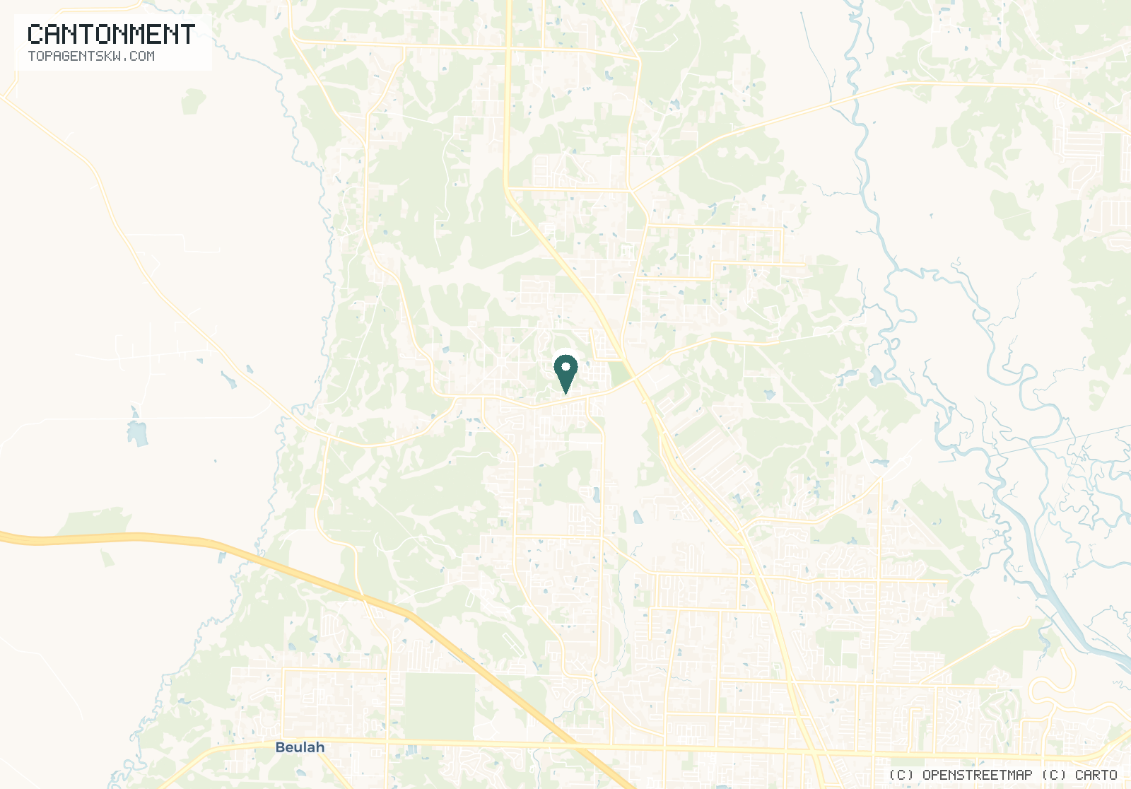 Map of the Cantonment, FL service area covered by TRU Pressure Washing