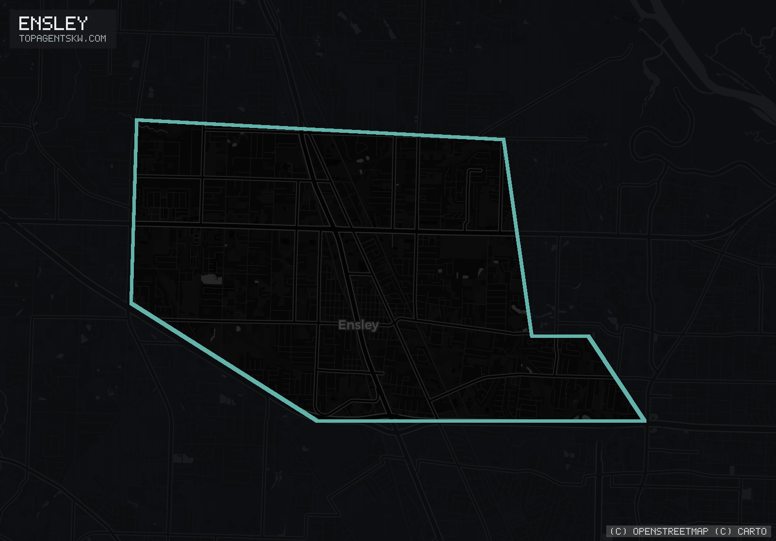 Map of the Ensley, FL service area covered by TRU Pressure Washing