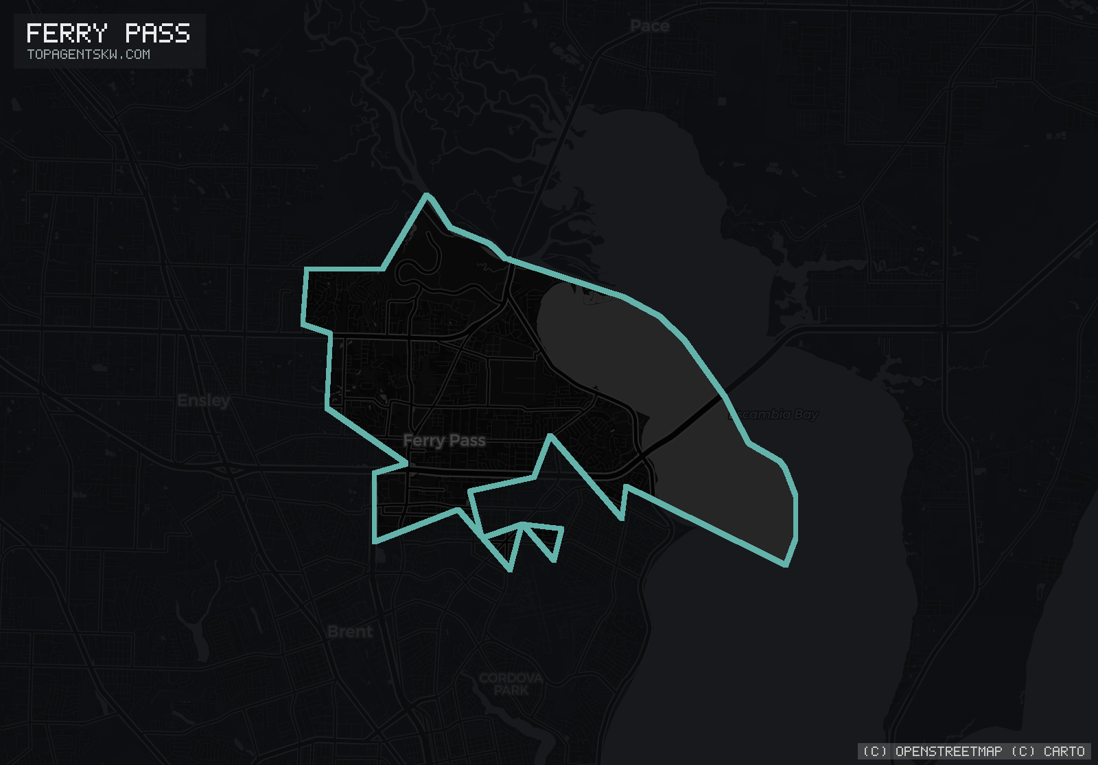Map of the Ferry Pass, FL service area covered by TRU Pressure Washing