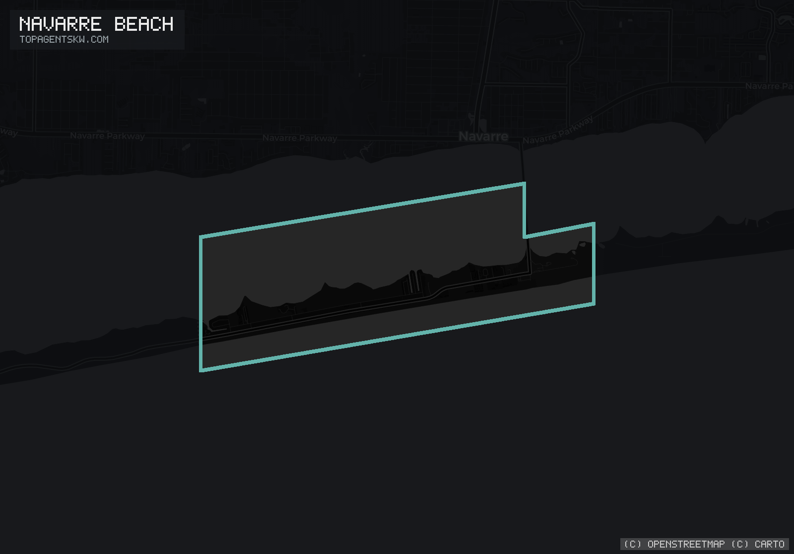 Map of the Navarre Beach, FL service area covered by TRU Pressure Washing