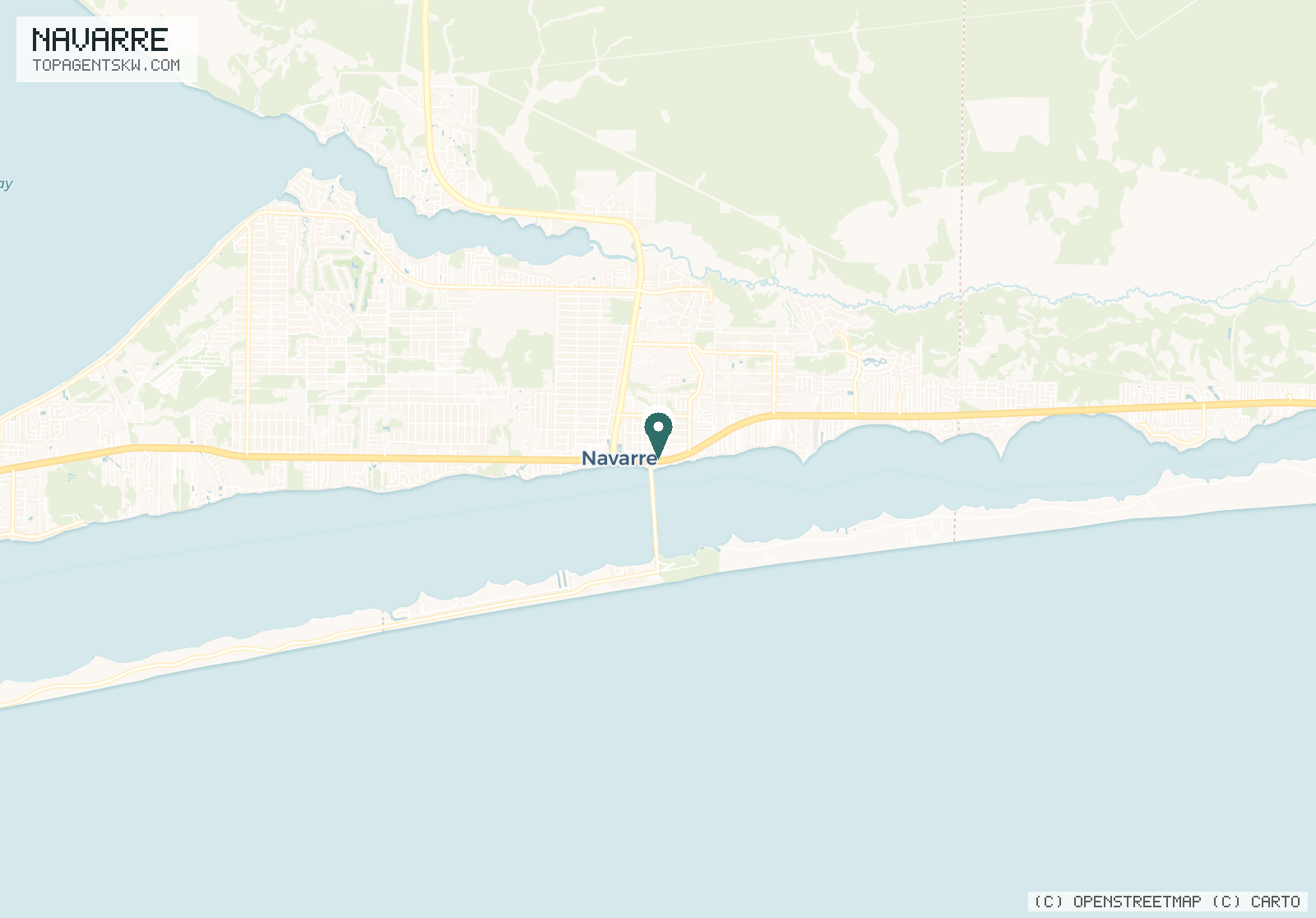 Map of the Navarre, FL service area covered by TRU Pressure Washing