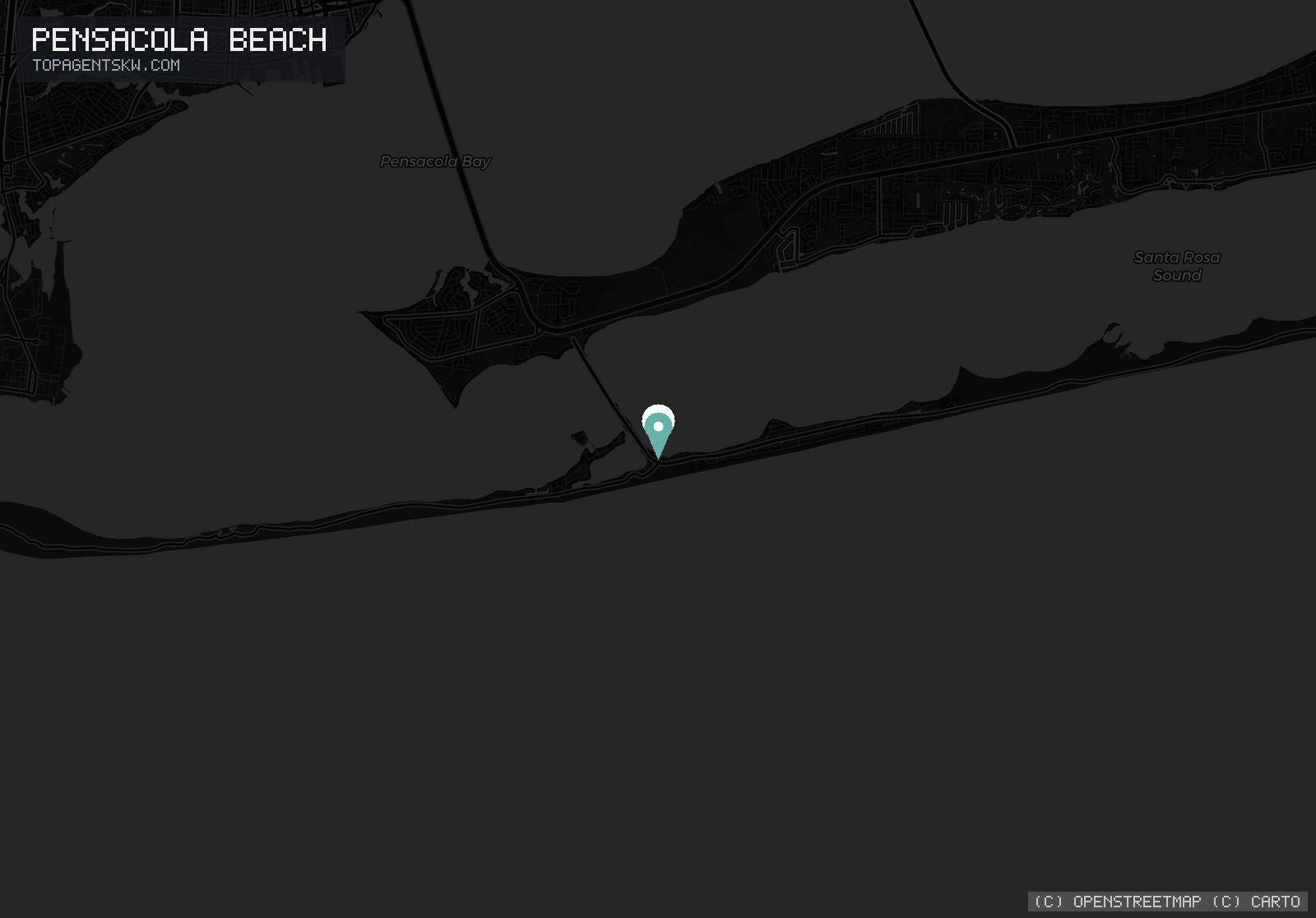 Map of the Pensacola Beach, FL service area covered by TRU Pressure Washing