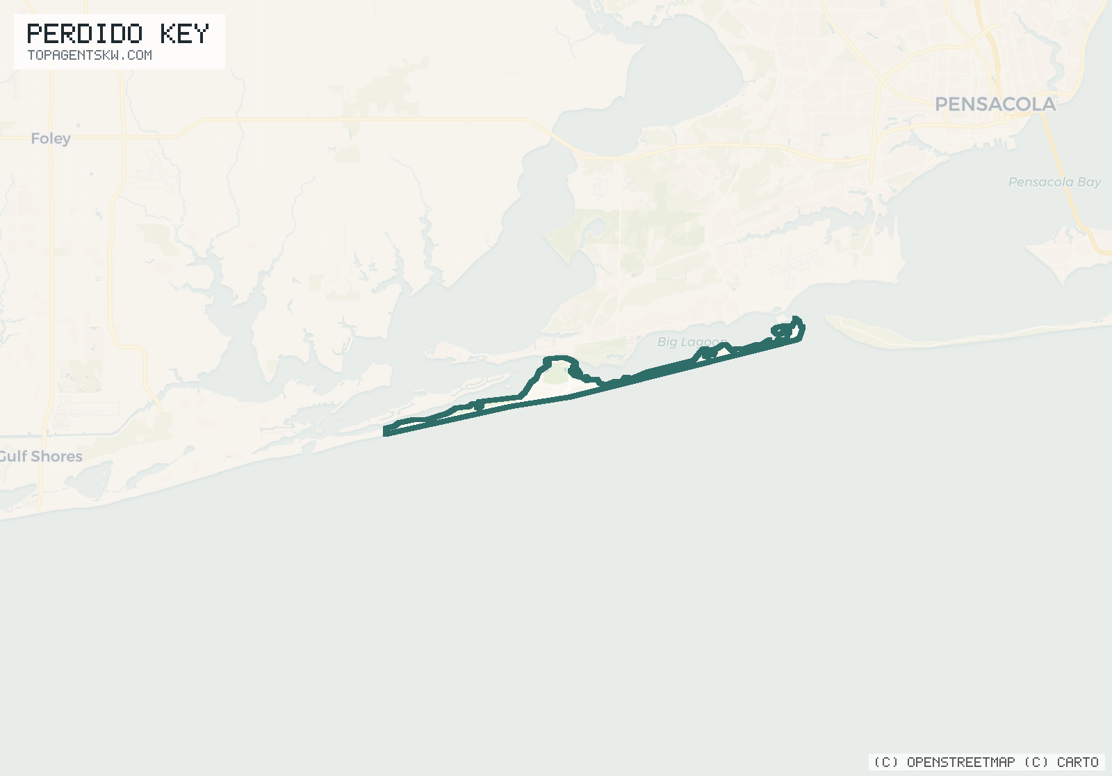 Map of the Perdido Key, FL service area covered by TRU Pressure Washing