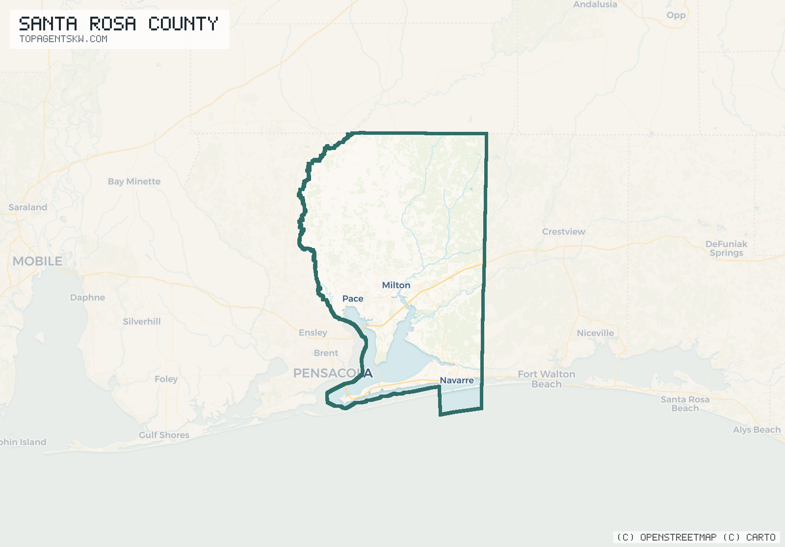 Map of Santa Rosa County