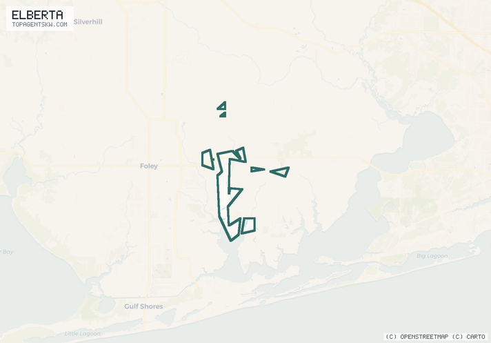 Map of the Elberta, AL service area covered by TRU Pressure Washing