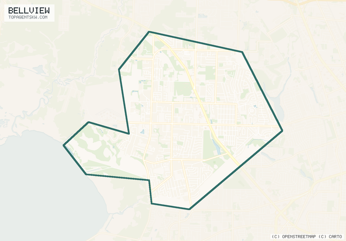 Map of the Bellview, FL service area covered by TRU Pressure Washing