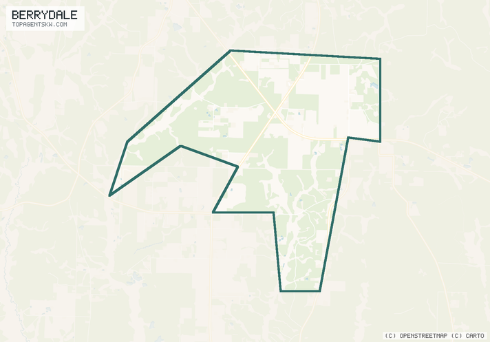 Map of the Berrydale, FL service area covered by TRU Pressure Washing