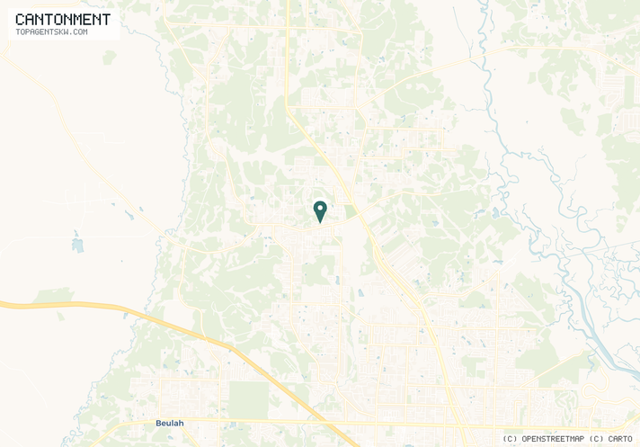 Map of the Cantonment, FL service area covered by TRU Pressure Washing
