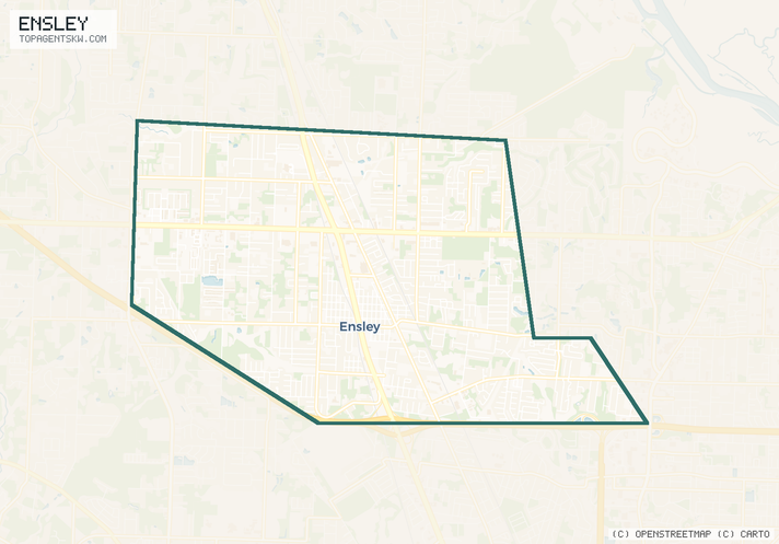 Map of the Ensley, FL service area covered by TRU Pressure Washing