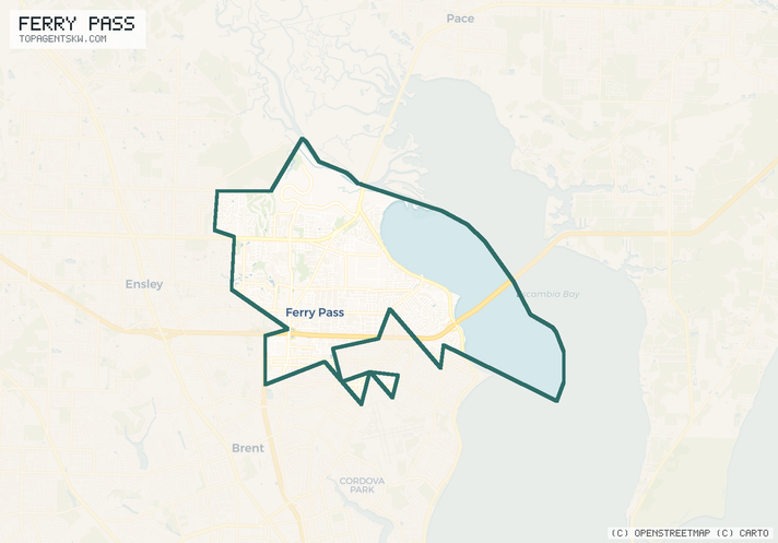 Map of the Ferry Pass, FL service area covered by TRU Pressure Washing
