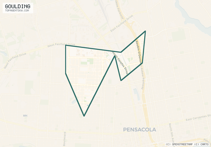 Map of the Goulding, FL service area covered by TRU Pressure Washing