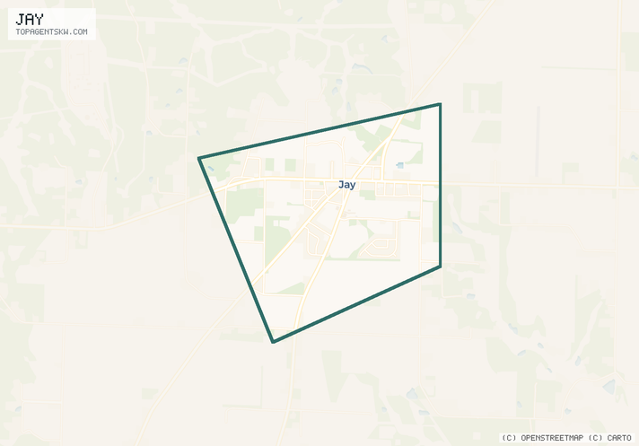 Map of the Jay, FL service area covered by TRU Pressure Washing