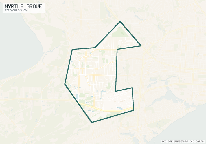 Map of the Myrtle Grove, FL service area covered by TRU Pressure Washing