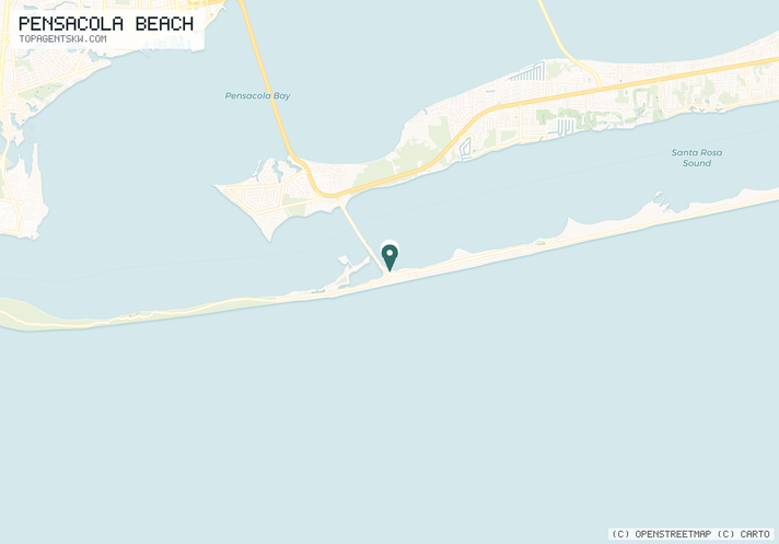 Map of the Pensacola Beach, FL service area covered by TRU Pressure Washing
