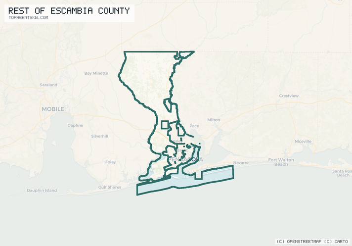 Map of the Rest of Escambia County, FL service area covered by TRU Pressure Washing