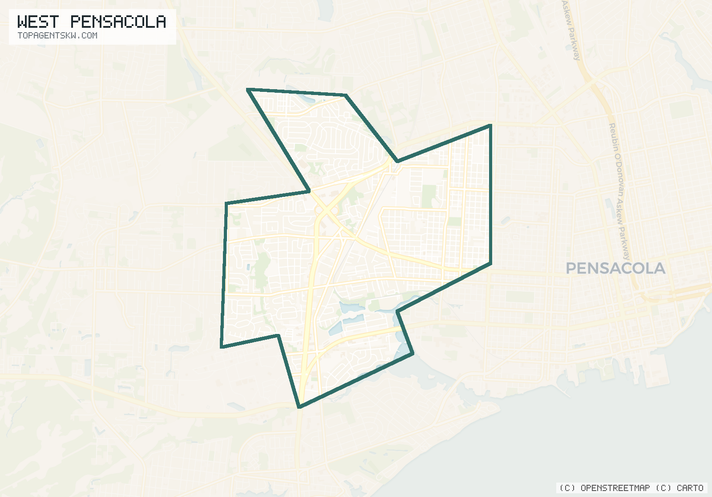 Map of the West Pensacola, FL service area covered by TRU Pressure Washing